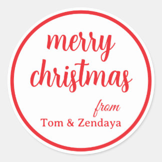 Pegatina Redonda Merry Christmas Simple Stylish Modern Minimal Mono