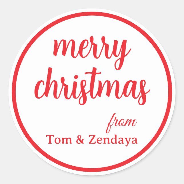 Pegatina Redonda Merry Christmas Simple Stylish Modern Minimal Mono (Anverso)