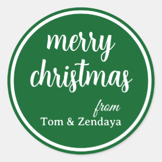 Pegatina Redonda Merry Christmas Simple Stylish Modern Minimal Mono