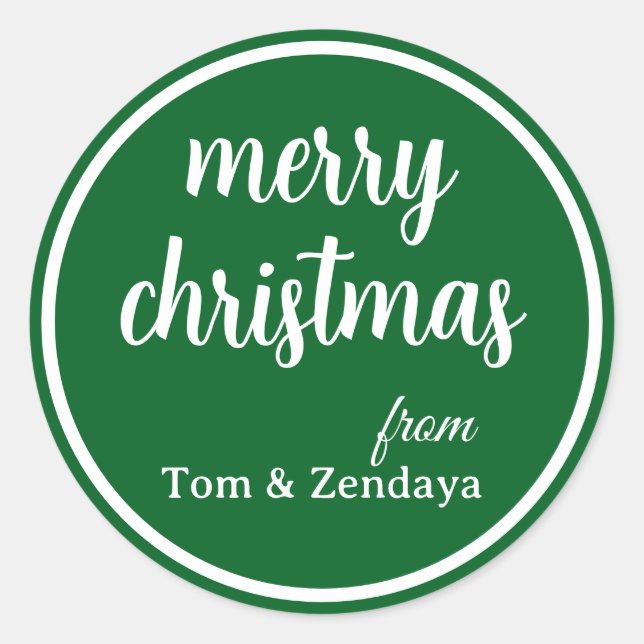 Pegatina Redonda Merry Christmas Simple Stylish Modern Minimal Mono (Anverso)