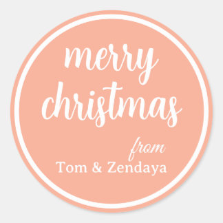Pegatina Redonda Merry Christmas Simple Stylish Modern Minimal Mono