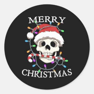 Pegatina Redonda Merry Christmas Skeleton Men Women