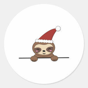 Pegatina Redonda Merry Christmas Sloth
