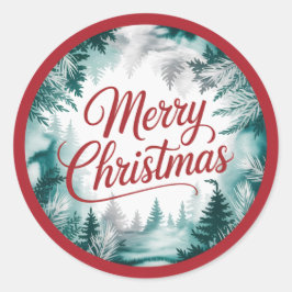 Pegatina Redonda Merry Christmas Sticker