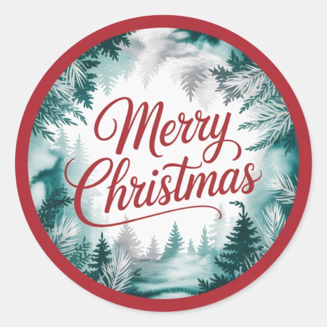 Pegatina Redonda Merry Christmas Sticker (Anverso)