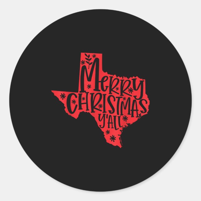 Pegatina Redonda Merry Christmas Texas  (Anverso)