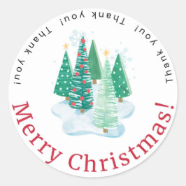 Pegatina Redonda Merry Christmas Thank You Sticker