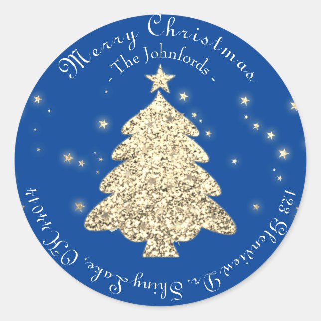 Pegatina Redonda Merry Christmas Tree RSVP Saluda a la Marina de Or (Anverso)