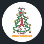 Pegatina Redonda Merry Christmas Tree Stethoscope Pine Nurs<br><div class="desc">Merry Christmas Tree Stethoscope Pine Nurs</div>