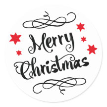 Merry Christmas Typography Red White