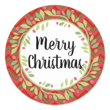 Merry Christmas Wreath Retro Red