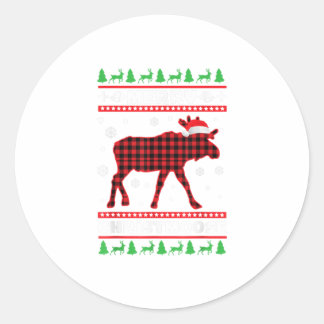 Pegatina Redonda Merry Christmoose Family Pajamas Moose