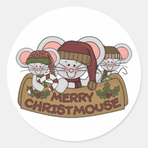 Pegatina Redonda Merry Christmouse