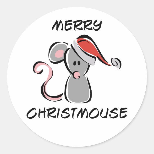 Pegatina Redonda Merry Christmouse (Anverso)