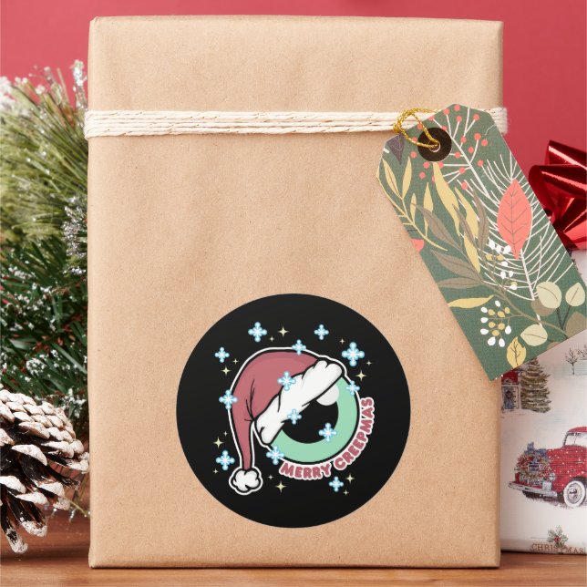 Pegatina Redonda Merry Creepmas (Vacaciones)