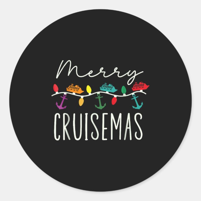 Pegatina Redonda Merry Cruise-mas Cruise Christmas Xmas Pajamas Hol (Anverso)