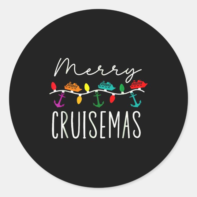 Pegatina Redonda Merry Cruise-mas Cruise Christmas Xmas Pajamas Hol (Anverso)
