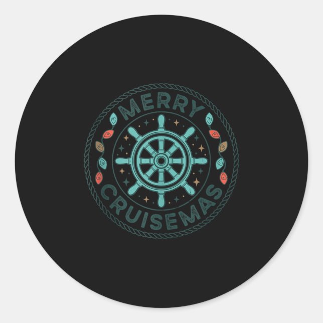 Pegatina Redonda Merry Cruisemas Christmas Cruise Matching Family X (Anverso)