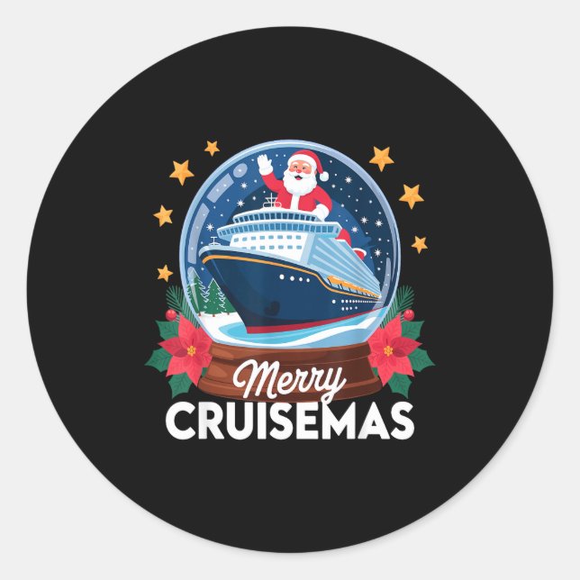 Pegatina Redonda Merry Cruisemas Christmas Family Cruisin Funny Cru (Anverso)