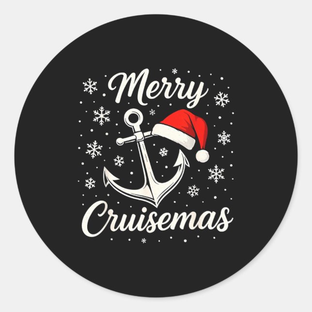 Pegatina Redonda Merry Cruisemas Christmas Family Cruisin Funny Cru (Anverso)