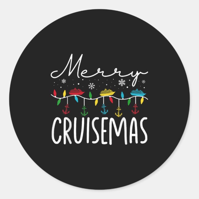 Pegatina Redonda Merry Cruisemas Christmas Family Cruisin Funny Cru (Anverso)