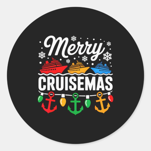 Pegatina Redonda Merry Cruisemas Christmas Family Cruisin Funny Cru (Anverso)