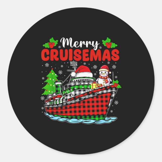 Pegatina Redonda Merry Cruisemas Cruise Christmas Family Xmas Pajam (Anverso)