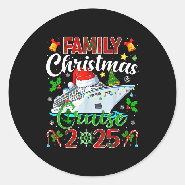 Pegatina Redonda Merry Cruisemas Cruise Matching Family Christmas C (Anverso)