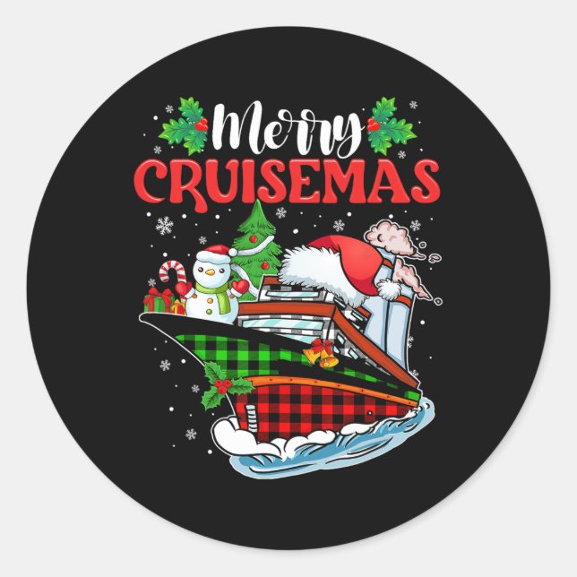Pegatina Redonda Merry Cruisemas Familia Cruise Navidades 2023 Dive (Anverso)