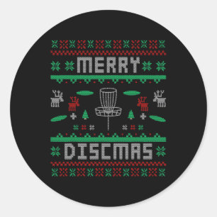Pegatina Redonda Merry Discmas Disk Golf Navidades feos Merry Chris