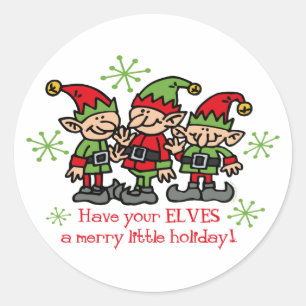 Pegatina Redonda Merry Elves