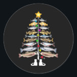 Pegatina Redonda Merry Fishmas Christmas Tree Funny Fishing<br><div class="desc">Merry Fishmas Christmas Tree Funny Fishing</div>