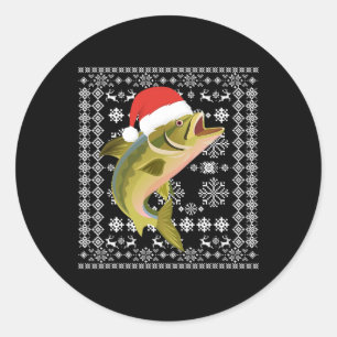 Pegatina Redonda Merry Fishmas Navidades feos en Shirt Santa Fish F
