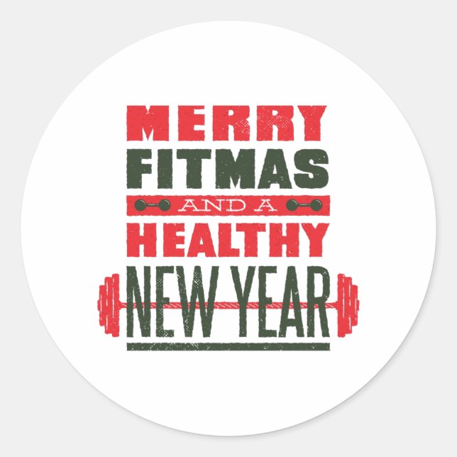 Pegatina Redonda Merry fitmas (Anverso)