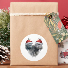 Pegatina Redonda Merry Gorilla Christmas
