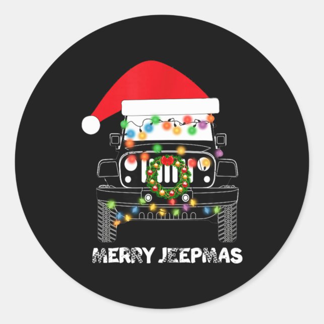 Pegatina Redonda Merry Jeepmas Ugly Light Reindeer Christmas Long S (Anverso)