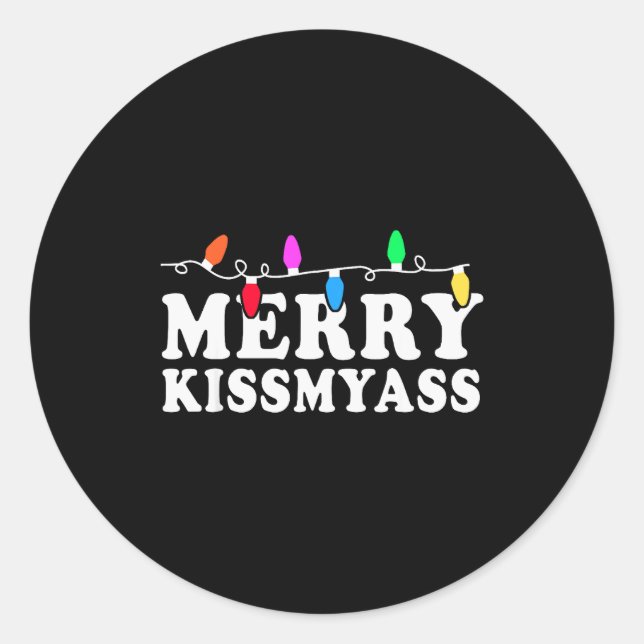 Pegatina Redonda Merry Kissmy Shirt - Inappropriate Christmas Shirt (Anverso)
