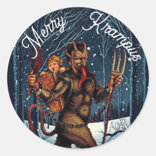 Pegatina Redonda Merry Krampus