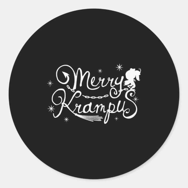 Pegatina Redonda Merry Krampus German Folklore Christmas For Krampu (Anverso)