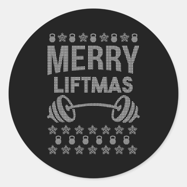 Pegatina Redonda Merry Liftmas Shirt _ Funny Christmas Shirts  (Anverso)
