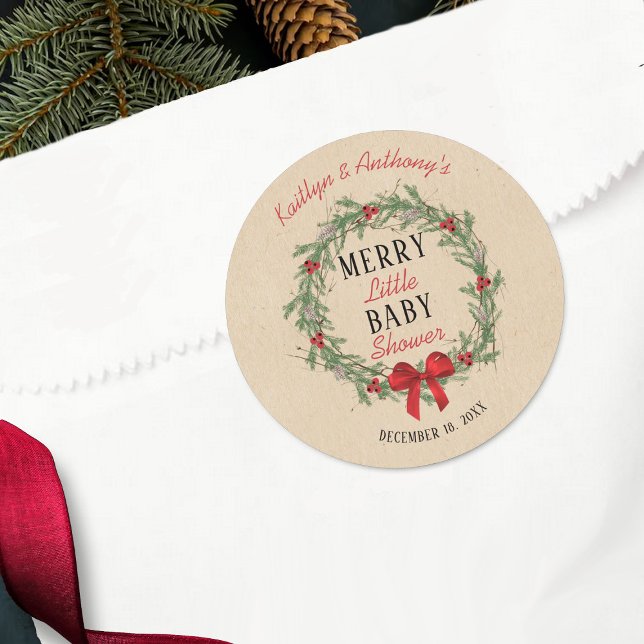 Pegatina Redonda Merry Little Navidades Baby Shower (Subido por el creador)