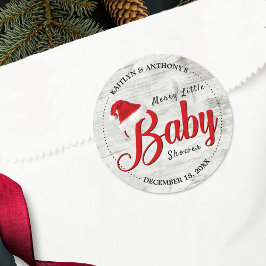 Pegatina Redonda Merry Little Navidades Baby Shower