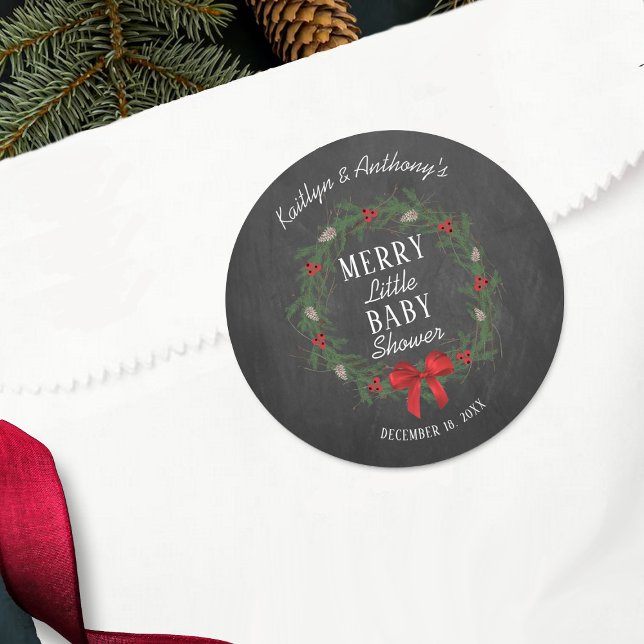 Pegatina Redonda Merry Little Navidades Baby Shower (Subido por el creador)