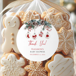 Pegatina Redonda Merry Little Navidades Baby Shower