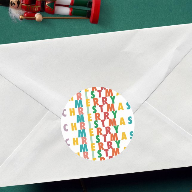 PEGATINA REDONDA MERRY LOVE JOY | NAVIDADES COLORIDOS (Subido por el creador)