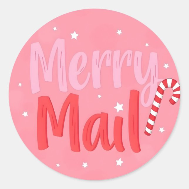 Pegatina Redonda Merry Mail (Anverso)