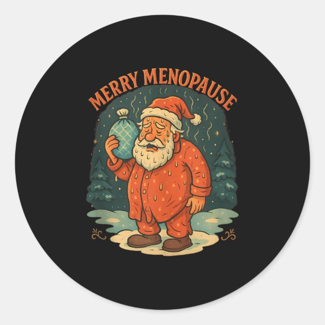 Pegatina Redonda Merry Menopause Funny Santa Meme Tank Top  (Anverso)