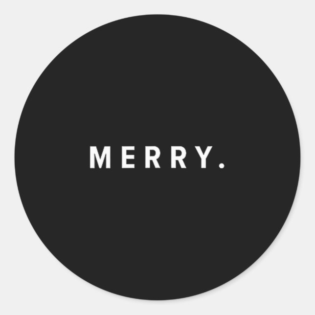 Pegatina Redonda Merry. Minimalist Christmas Dry Humor Streetwear A (Anverso)