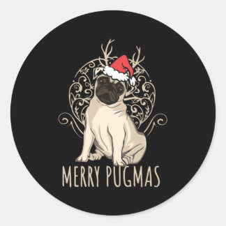 Pegatina Redonda Merry Pugmas