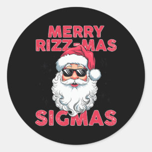 Pegatina Redonda Merry Rizz Mas Sigmas Divertidos Navidades de Sant